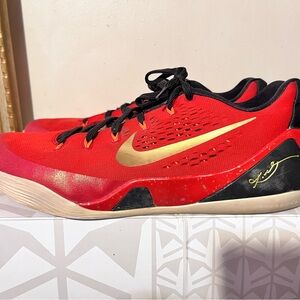 2014 Nike Kobe 9 China Red Black Metallic Gold Used Size 14 OG All